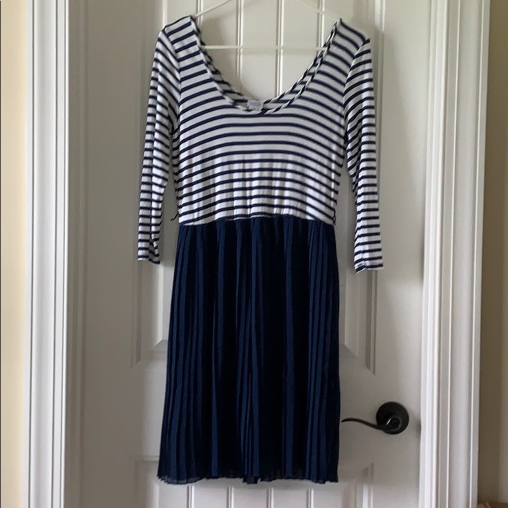 Charming Charlie Navy/white striped dress